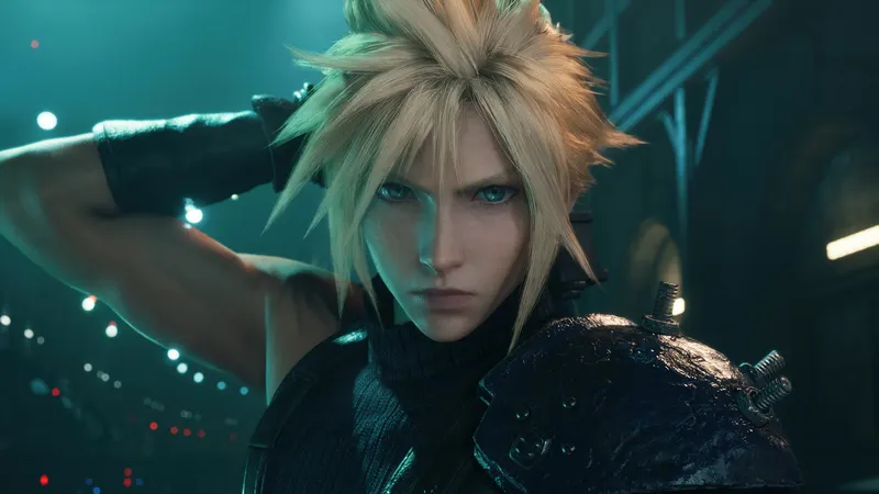 Cloud Strife reaching for his sword