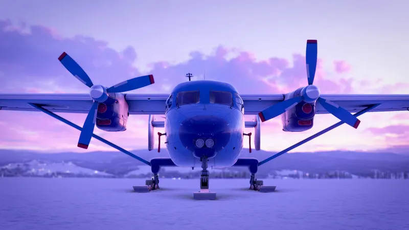 An Antonov An-28 twin-turboprop aircraft parked at dusk in Microsoft Flight Simulator 2024