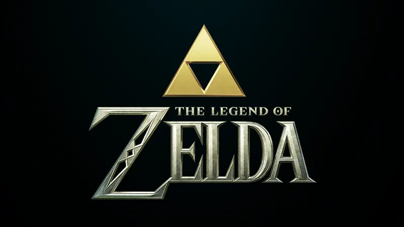 The Legend of Zelda logo with the golden Triforce on black