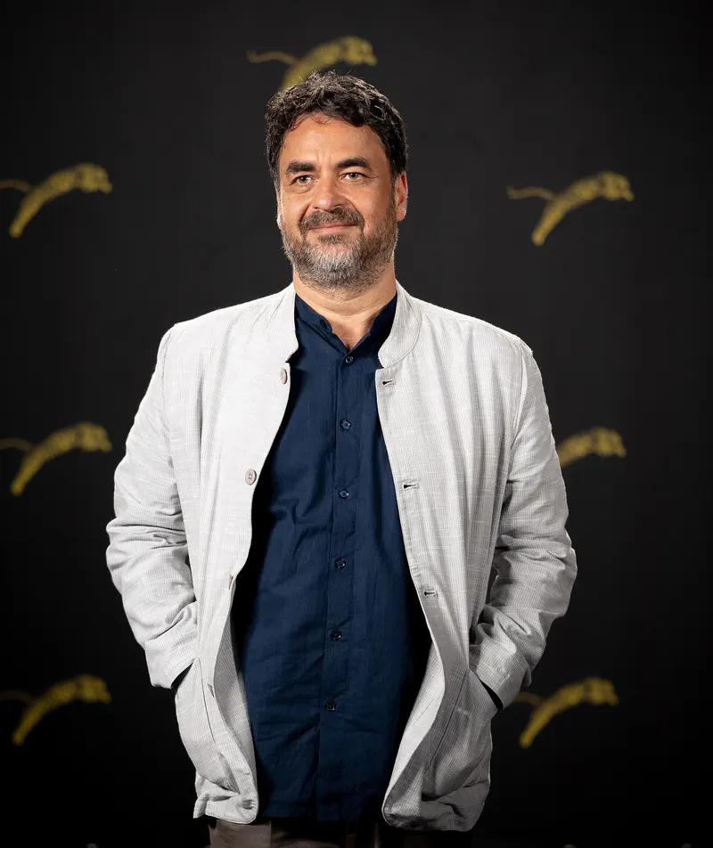 Director Gurvinder Singh in a light jacket at Locarno