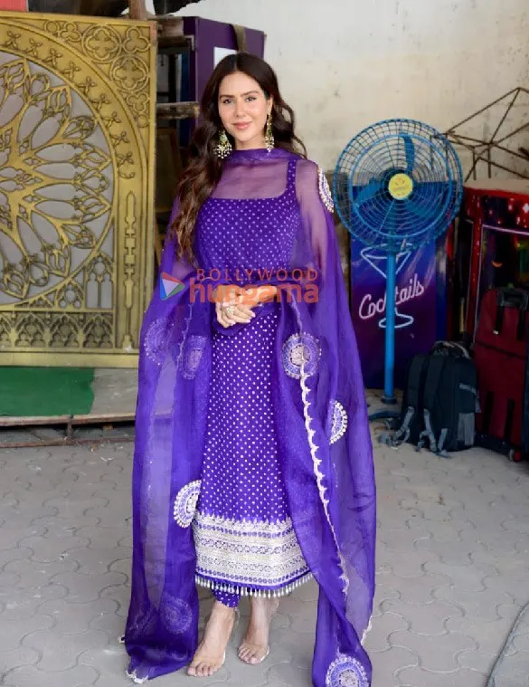 Sonam Bajwa in a purple embroidered suit