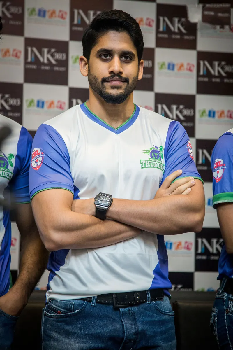Naga Chaitanya in a team jersey with arms folded